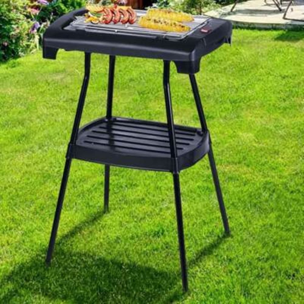 BARBECUE ELETTRICO BBQ BISTECCHIERA CON RIPIANO D'APPOGGIO STAND GRIGLIA IN ACCIAIO 6496005 - 3