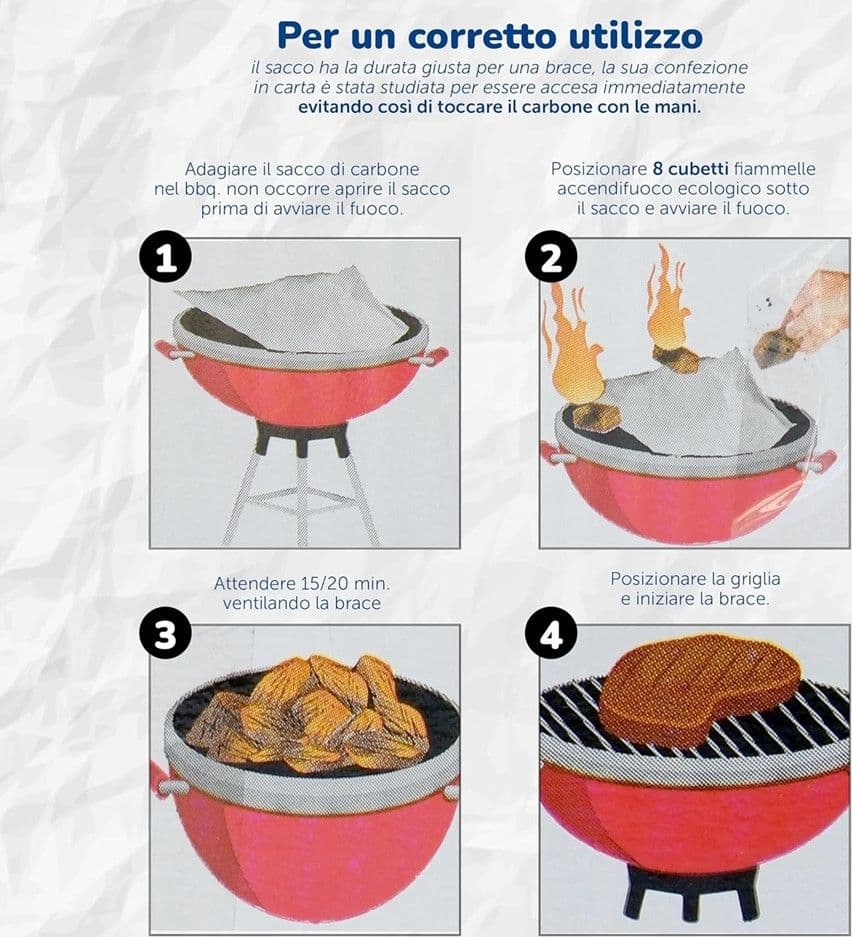 CARBONELLA PER BARBECUE 4KG ACCENDIFUOCO 100% LEGNO NATURALE ALTO POTERE CALORIFERO 065543 - 3