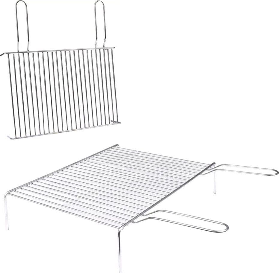 GRATICOLA GRIGLIA PER BARBECUE BRACE CAMINO IN ACCIAIO 2 MANICI CON PIEDI 30X30 CM 009910A