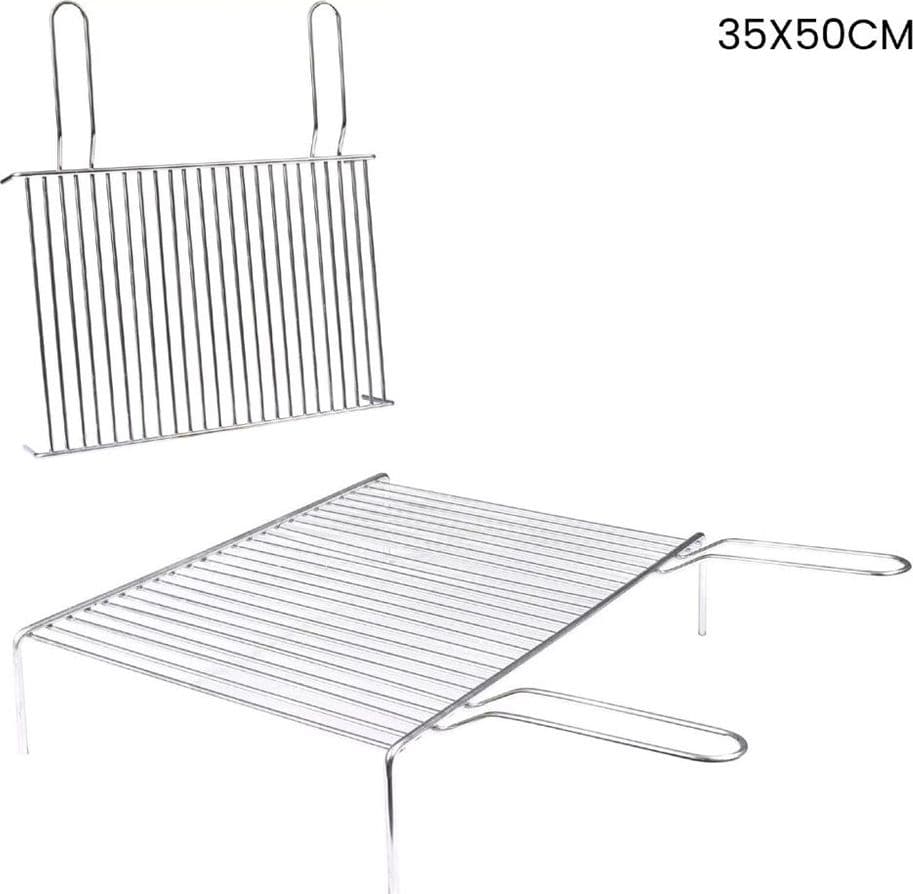 GRATICOLA GRIGLIA PER BARBECUE BRACE CAMINO IN ACCIAIO 2 MANICI CON PIEDI 35X50 CM 001037 - 5