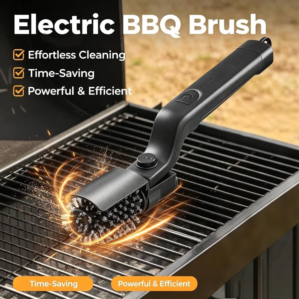 SPAZZOLA ELETTRICA PER PULIZIA BARBECUE GRIGLIE SENZA FILI ROTANTE REGOLABILE RICARICABILE - 3