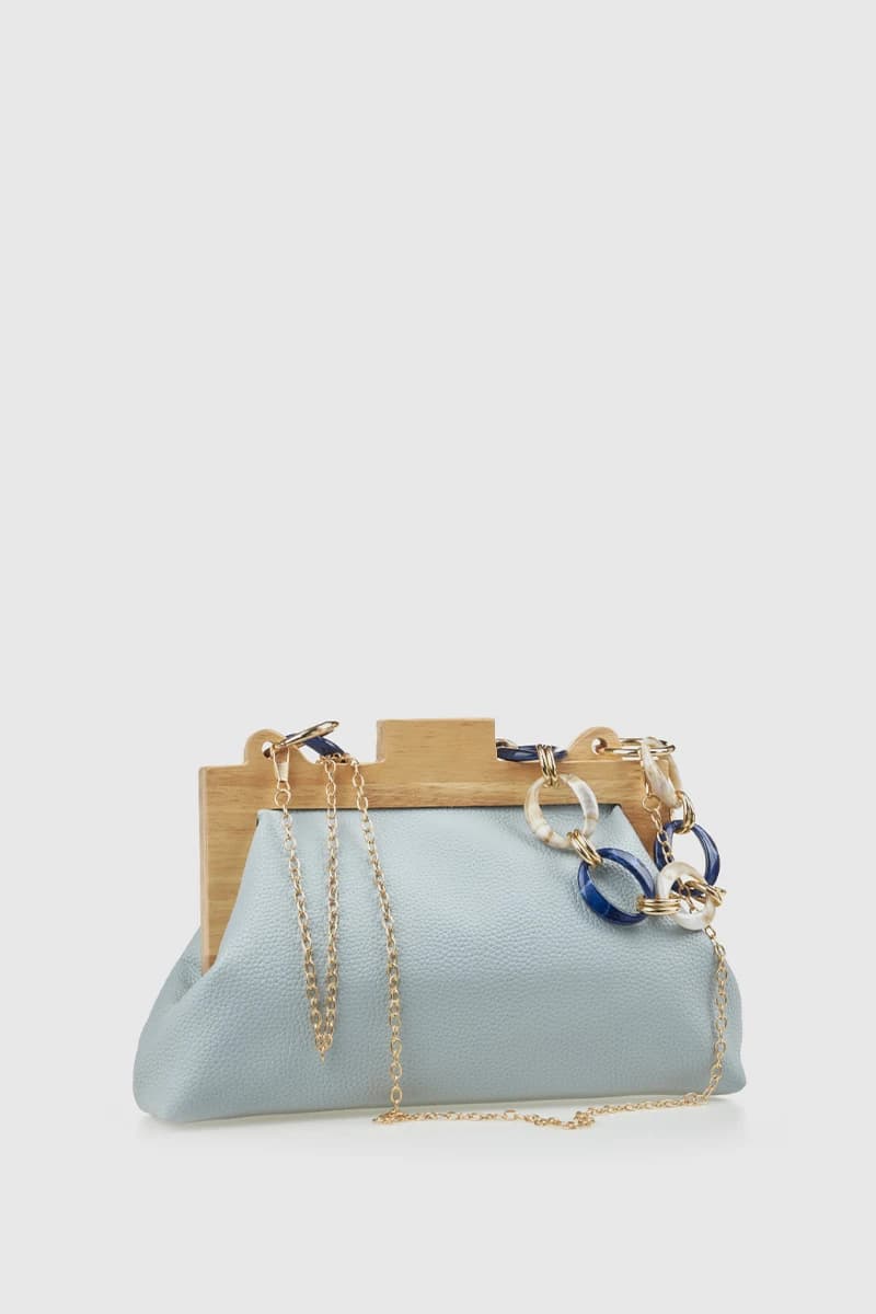 Pochette in ecopelle manico in legno e catena | Verde Fashion - 2