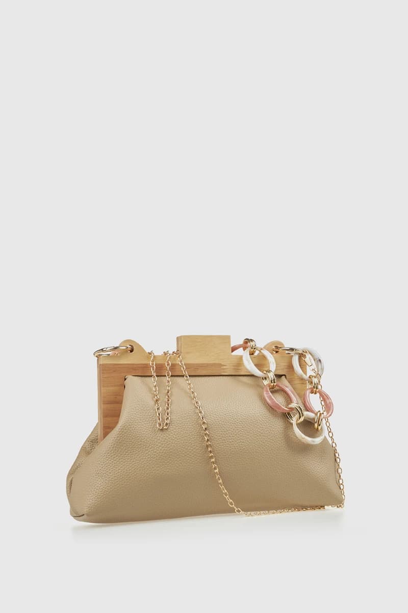 Pochette in ecopelle manico in legno e catena | Verde Fashion - 6