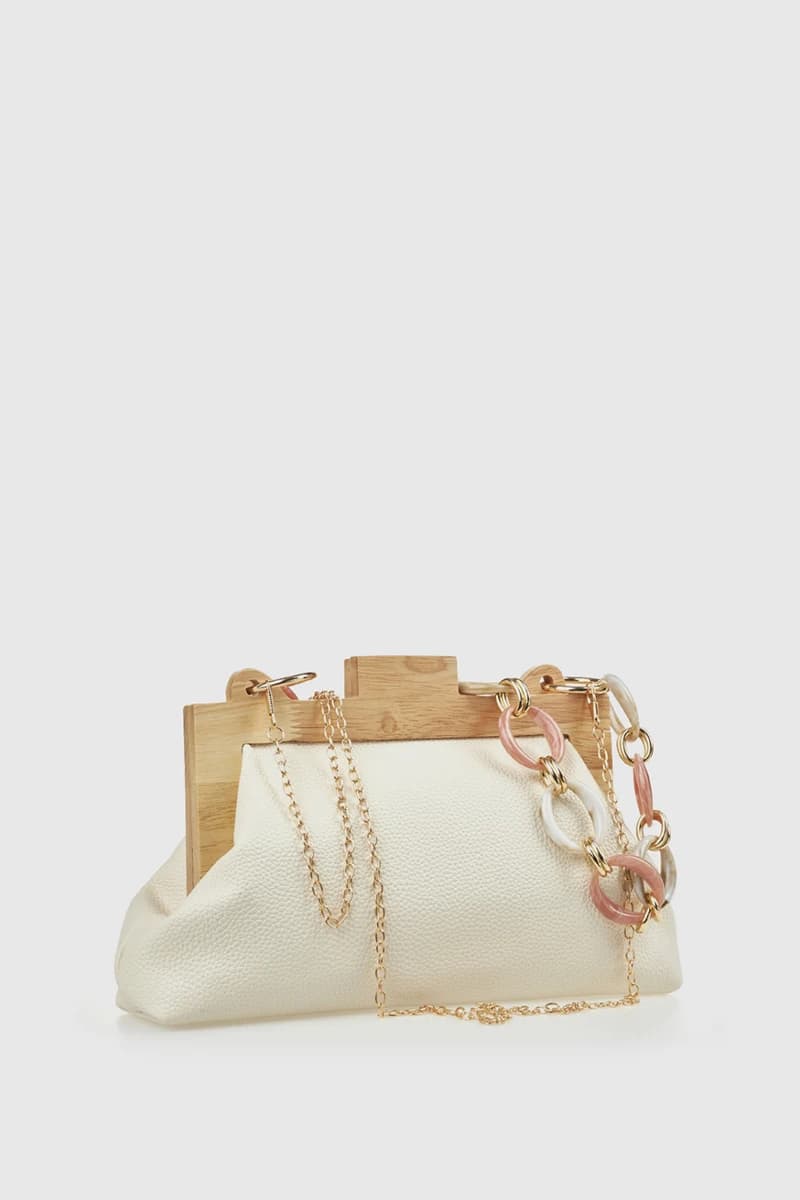 Pochette in ecopelle manico in legno e catena | Verde Fashion - 10