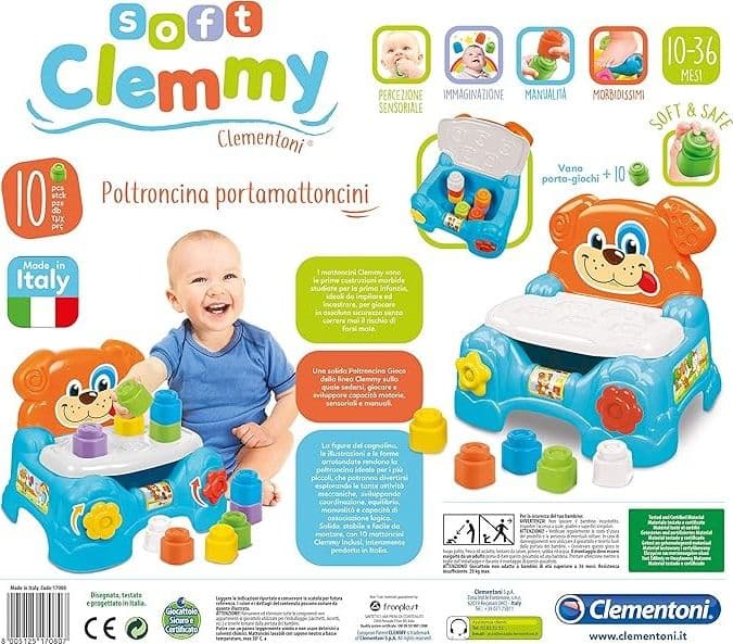 Clementoni - Soft Clemmy Poltroncina Porta Mattoncini Morbidi 17080 - 6