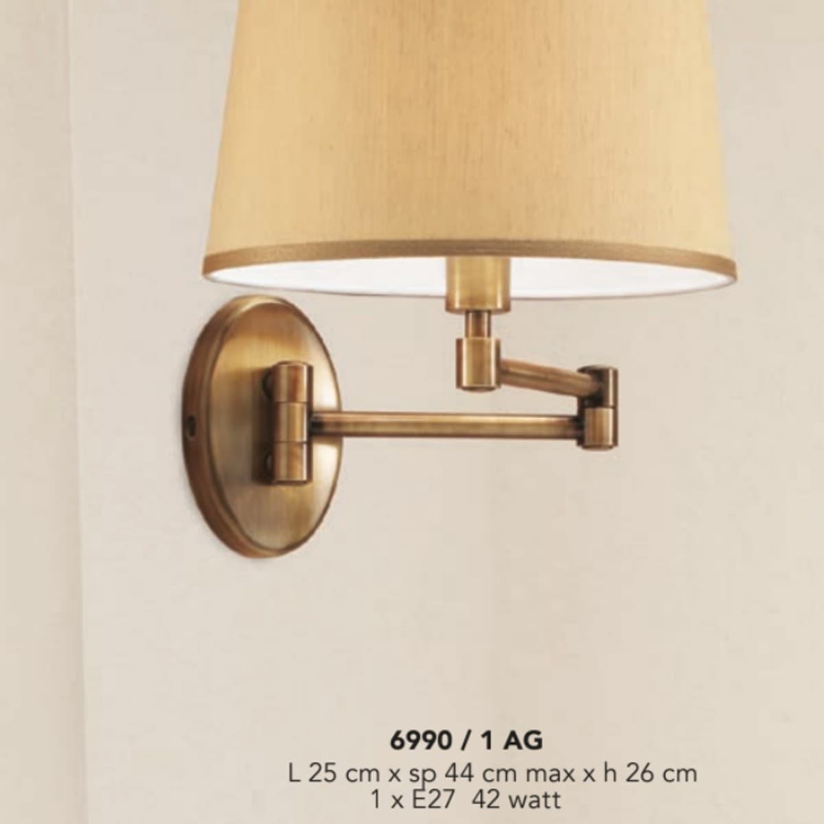 Applique classico LAM 6990 1 AG E27 LED metallo tessuto lampada parete - 3