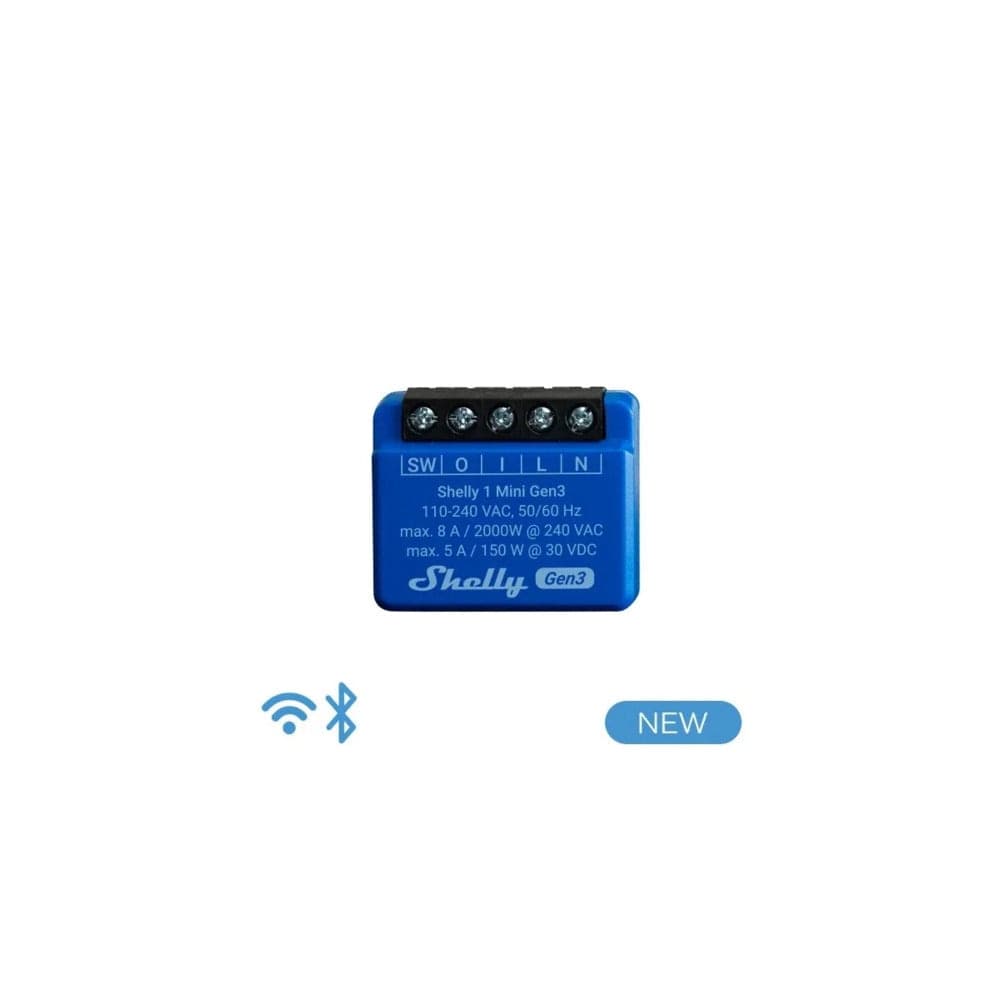Shelly Mini 1 Gen 3 - Smart Relay 8A AC/DC WiFi/BT