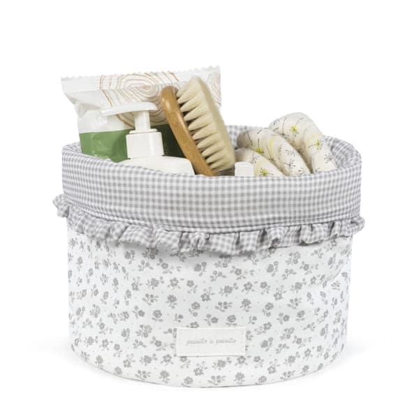 Cestino Organizer Pasito a Pasito Home Little Bloom Fiori Grigio - 4