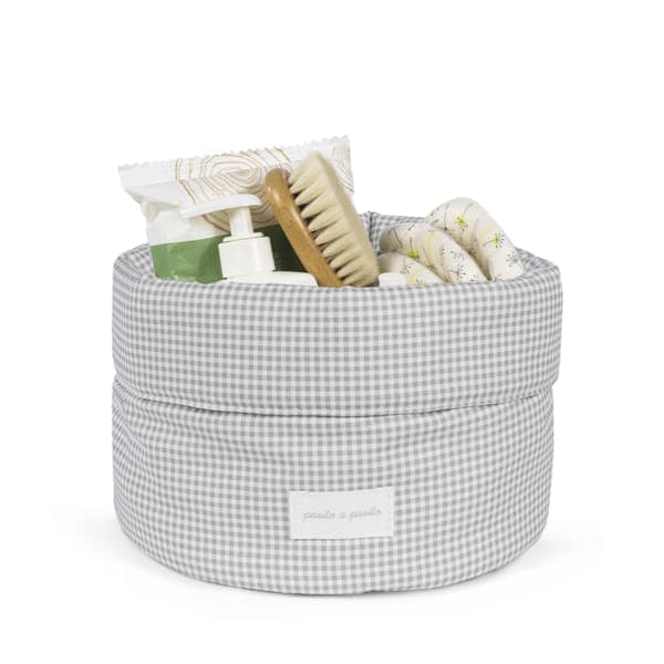 Cestino Organizer Pasito a Pasito Home Little Bloom Vichy Grigio - 3