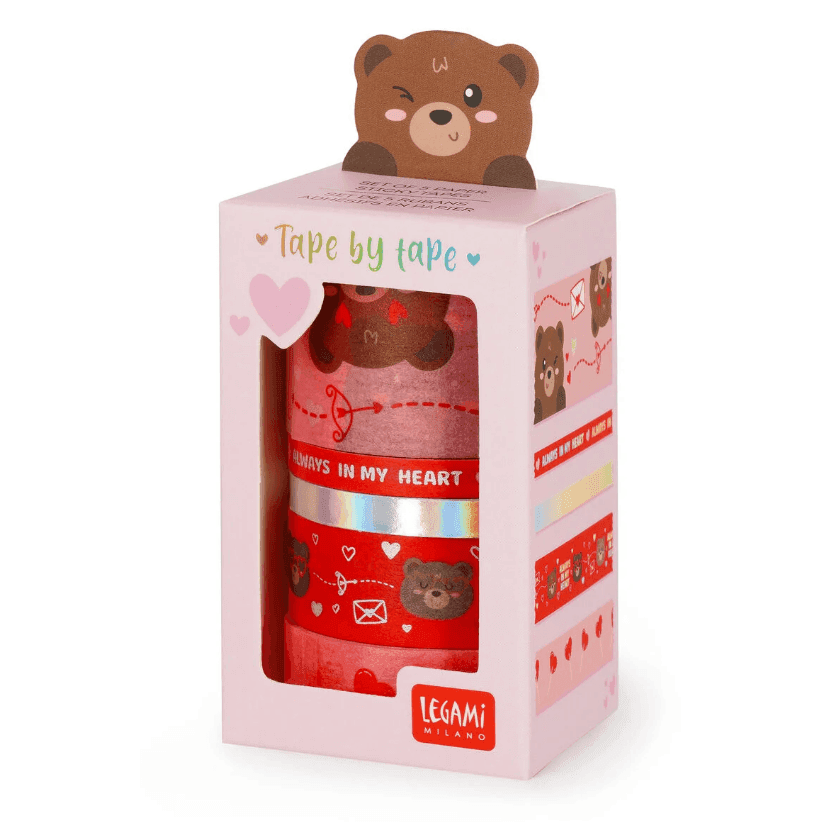 Legami - San Valentino Set di 5 Nastri Adesivi Decorativi di Carta Teddy Bear - Tape By Tape (VTAP0011) - 2