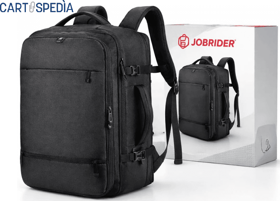 Cartospedia - Motion Zaino Porta Computer Espandibile Jobrider Impermeabile Nero 31x22x45 cm con USB, Schienale Ergonomico, 3 Sc