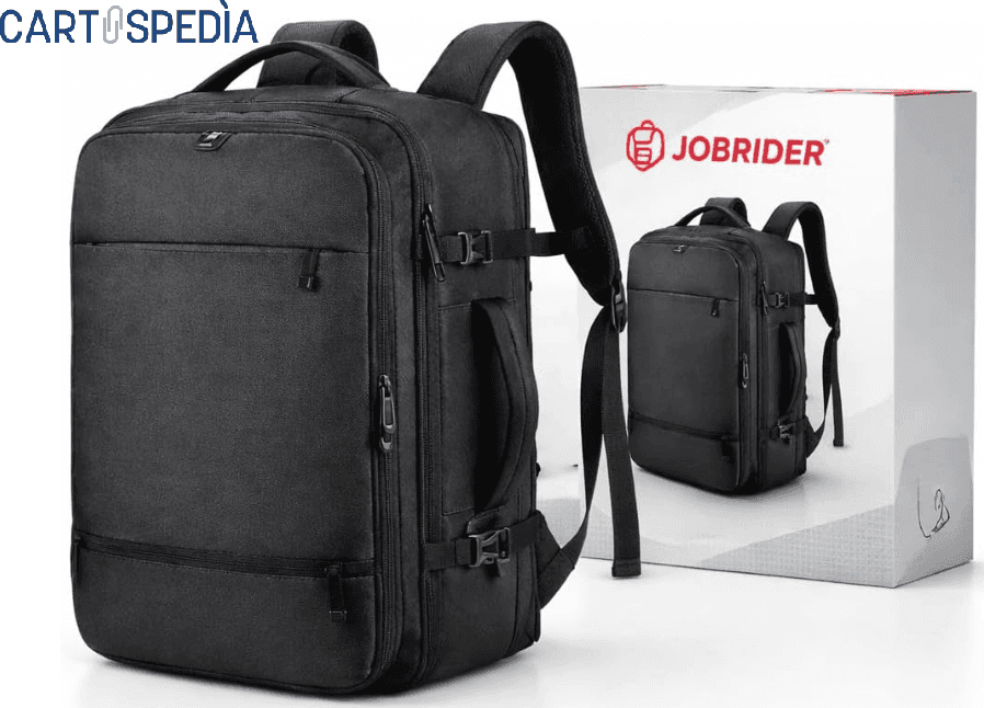 Cartospedia - Motion Zaino Porta Computer Espandibile Jobrider Impermeabile Nero 31x22x45 cm con USB, Schienale Ergonomico, 3 Sc