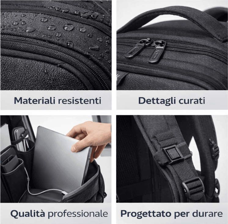 Cartospedia - Motion Zaino Porta Computer Espandibile Jobrider Impermeabile Nero 31x22x45 cm con USB, Schienale Ergonomico, 3 Sc - 2