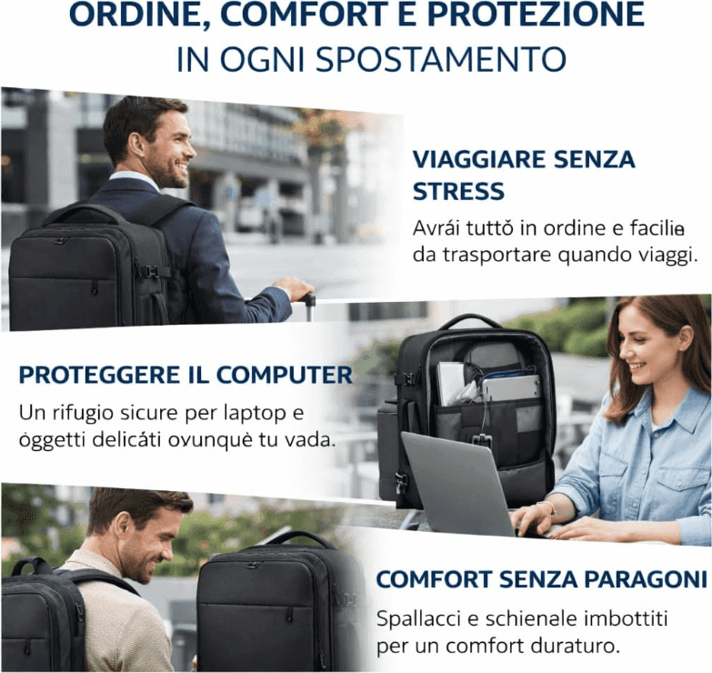 Cartospedia - Motion Zaino Porta Computer Espandibile Jobrider Impermeabile Nero 31x22x45 cm con USB, Schienale Ergonomico, 3 Sc - 7