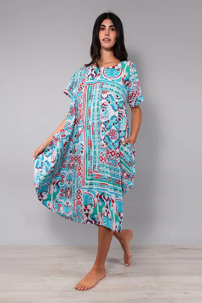 Kaftano midi fantasia Sea Shell | VERDISSIMA Mare - 10