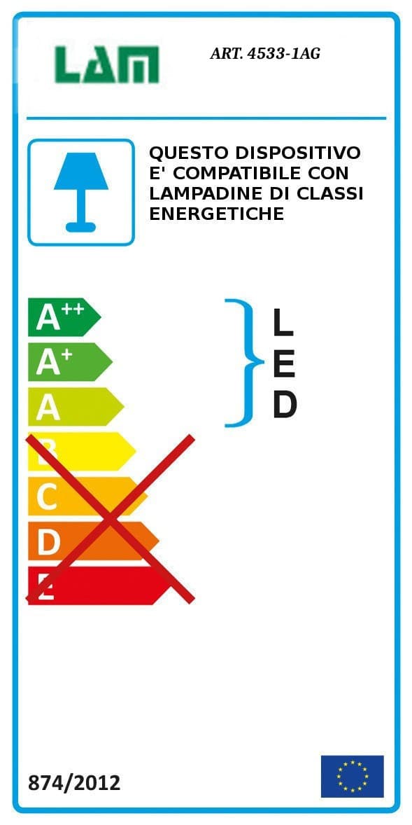 Applique classico LAM 4533 1AG E27 LED metallo lampada parete - 9
