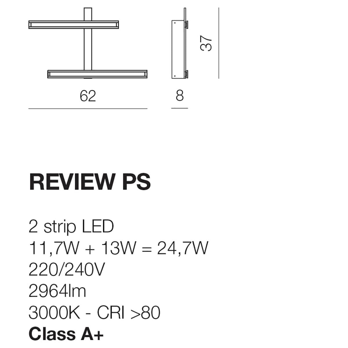 Plafoniera Giarnieri REVIEW PS 24.7W 2964LM 3000°K dimmerabile alluminio lampada parete soffitto luce diretta - 4