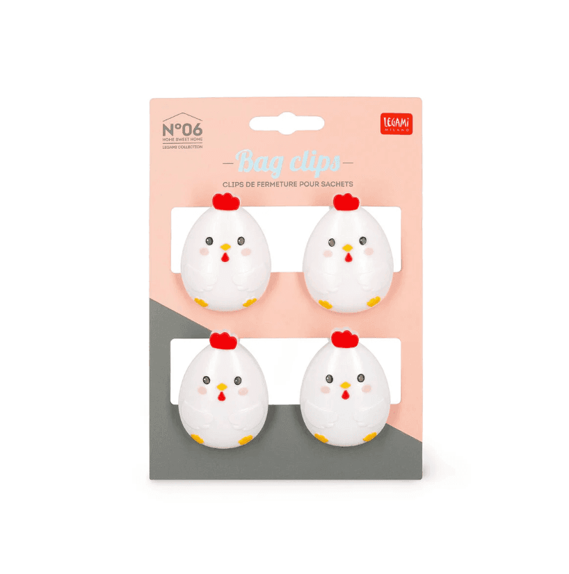 Legami - Set di 4 Clip Chiudi Pacco - Hen - Bag Clips (VCLIP0006) - 4