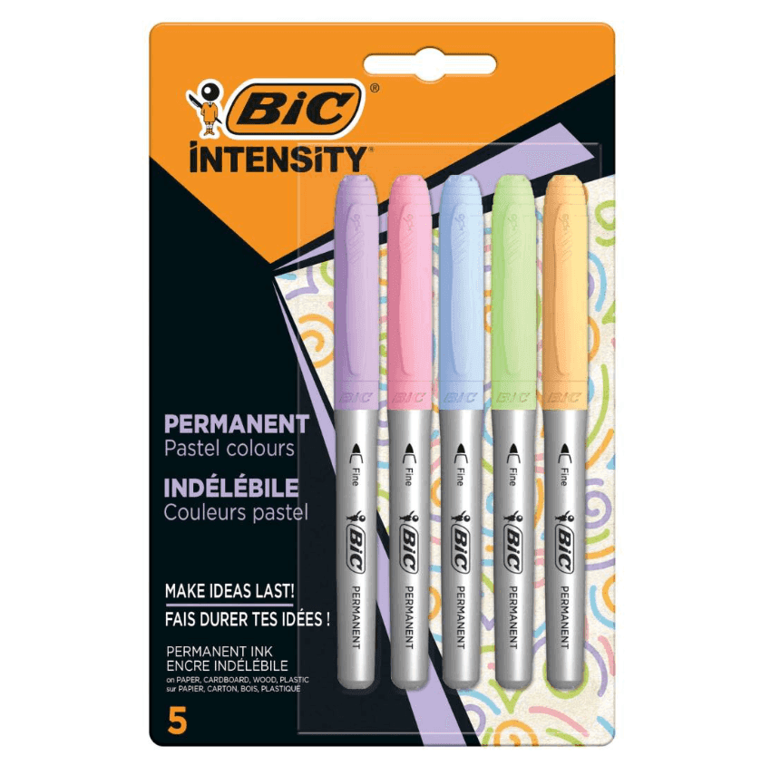 Bic - Marcatore Intensity Pastel indelebile - punta tonda- conf. 5 Colori