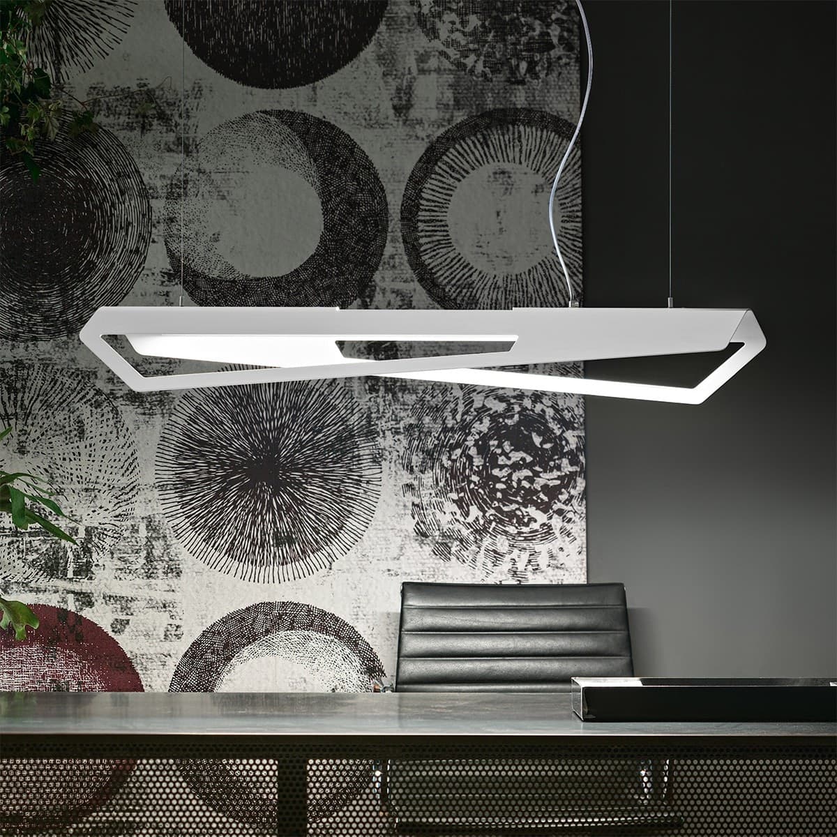 Sospensione Giarnieri TILT S 52W 5200LM 3000°K dimmerabile alluminio bianco piombo oro lampadario biemissione - 2