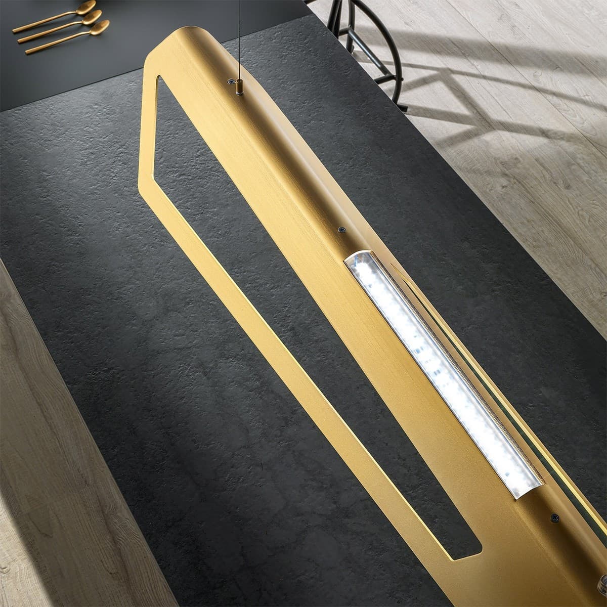 Sospensione Giarnieri TILT S 52W 5200LM 3000°K dimmerabile alluminio bianco piombo oro lampadario biemissione - 11