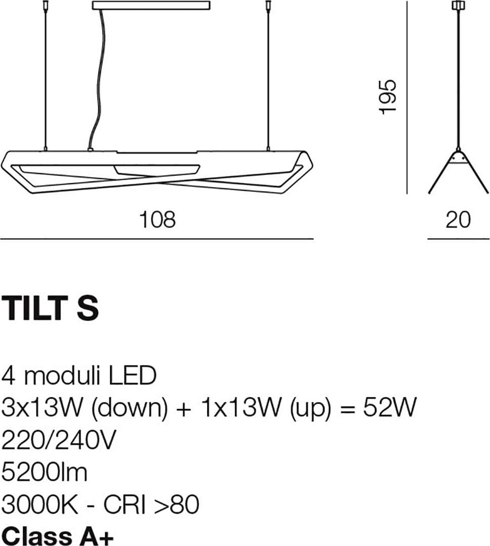 Sospensione Giarnieri TILT S 52W 5200LM 3000°K dimmerabile alluminio bianco piombo oro lampadario biemissione - 14