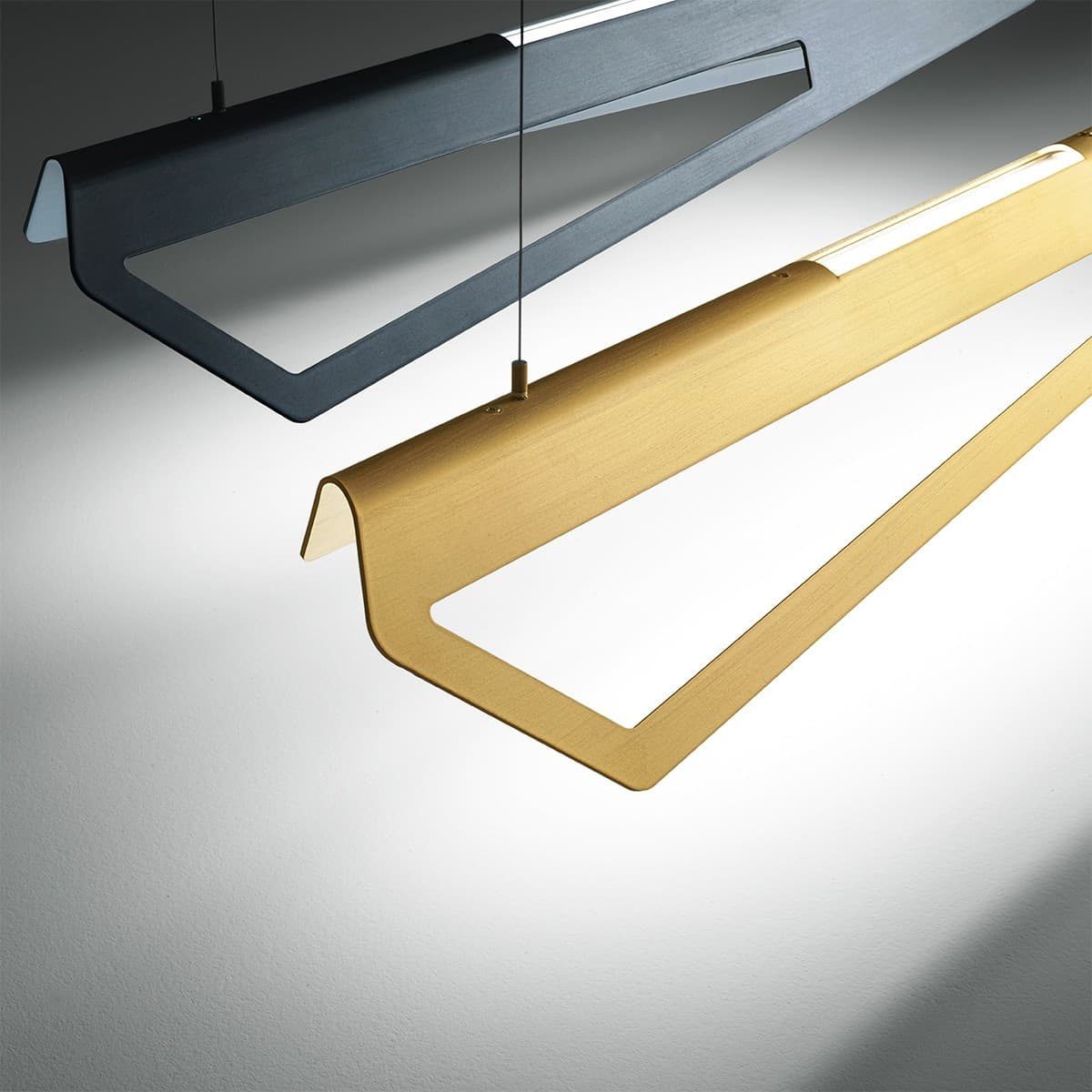 Sospensione Giarnieri TILT S 52W 5200LM 3000°K dimmerabile alluminio bianco piombo oro lampadario biemissione - 8