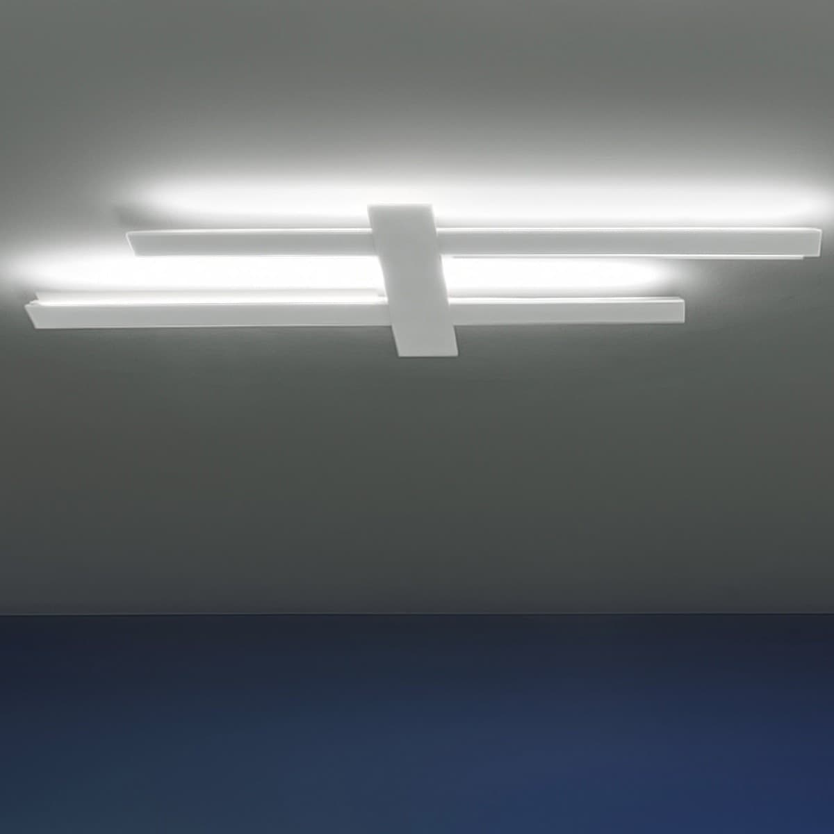 Plafoniera GN-MIKADO PL 120W 12000LM 3000°K 116CM dimmerabile alluminio anticato lampada parete soffitto biemissione moderna - 3