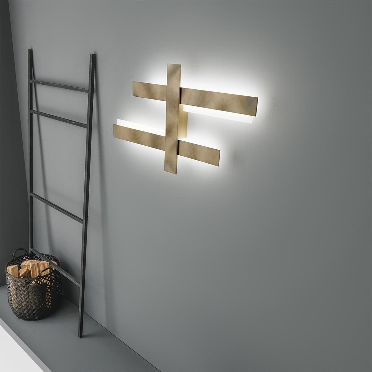 Plafoniera GN-MIKADO PM 90W 9000LM 3000°K 90CM dimmerabile alluminio anticato lampada parete soffitto biemissione moderna - 2