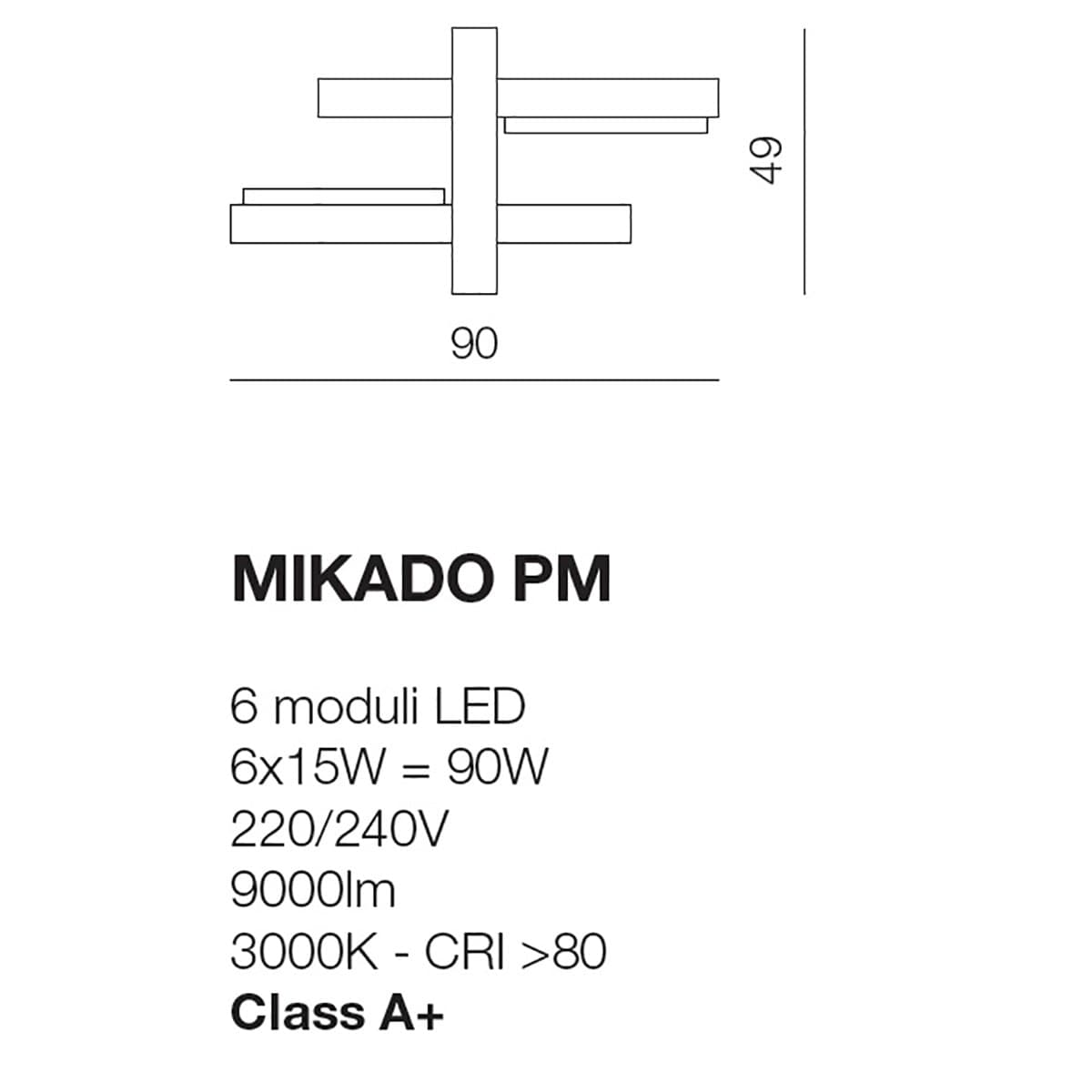 Plafoniera GN-MIKADO PM 90W 9000LM 3000°K 90CM dimmerabile alluminio anticato lampada parete soffitto biemissione moderna - 6