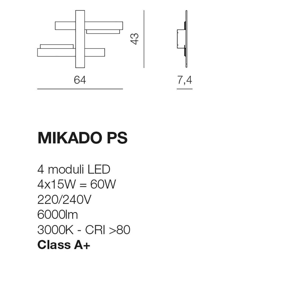 Plafoniera GN-MIKADO PS 60W 6000LM 3000°K 64CM dimmerabile alluminio anticato lampada parete soffitto biemissione moderna - 5
