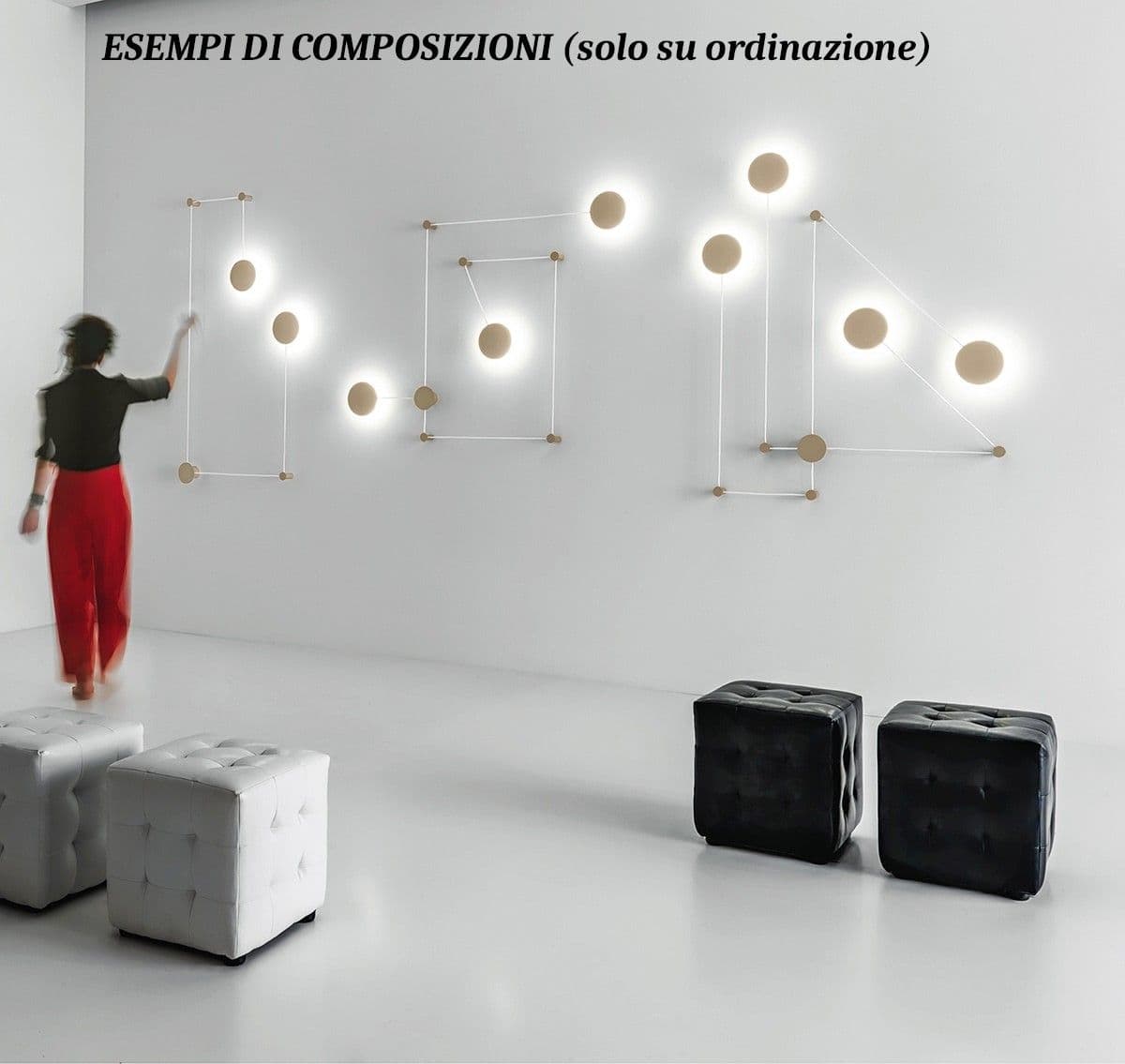Composizione GN-ORIONE 1 18W LED 1800LM 3000°K tesata parete decentramento luce illuminazione indiretta dimmerabile interno - 8