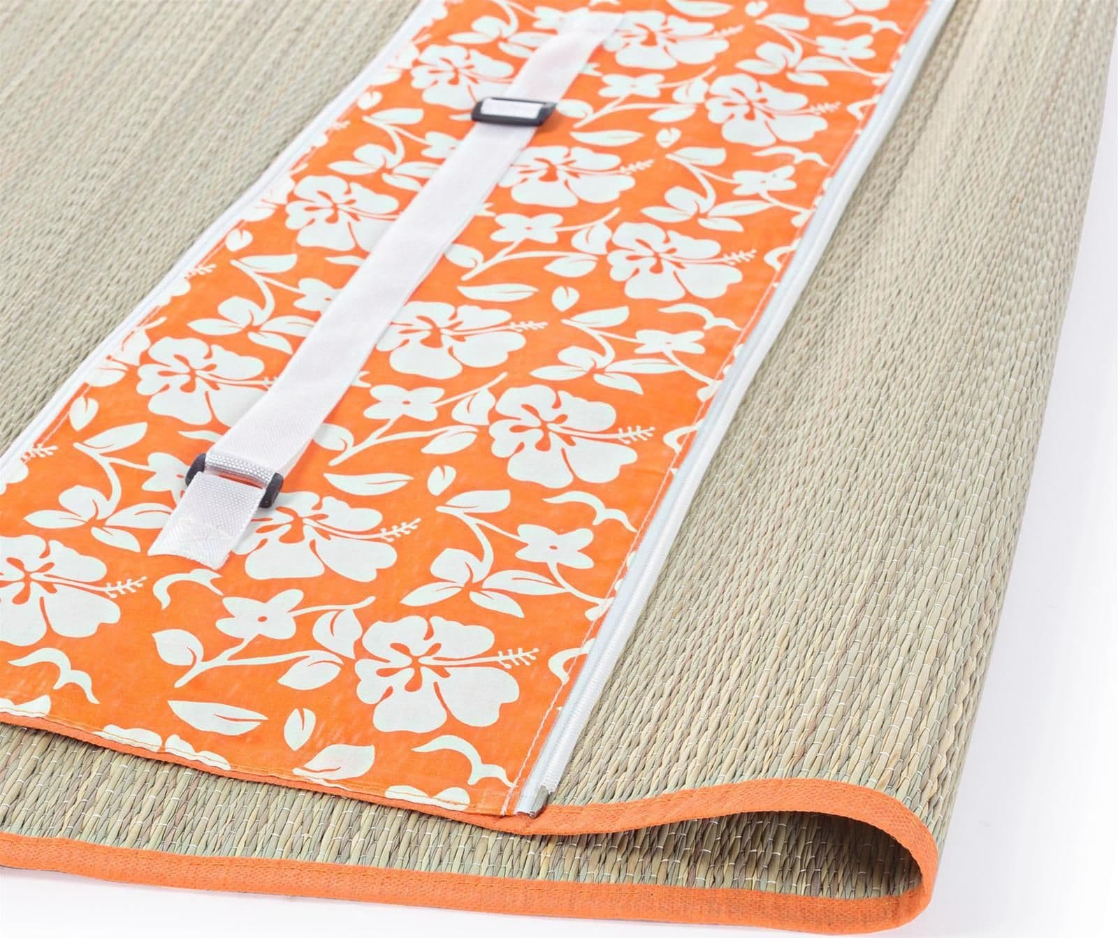Stuoia da spiaggia e campeggio in paglia richiudibile con zip 180 x 60 cm - 2