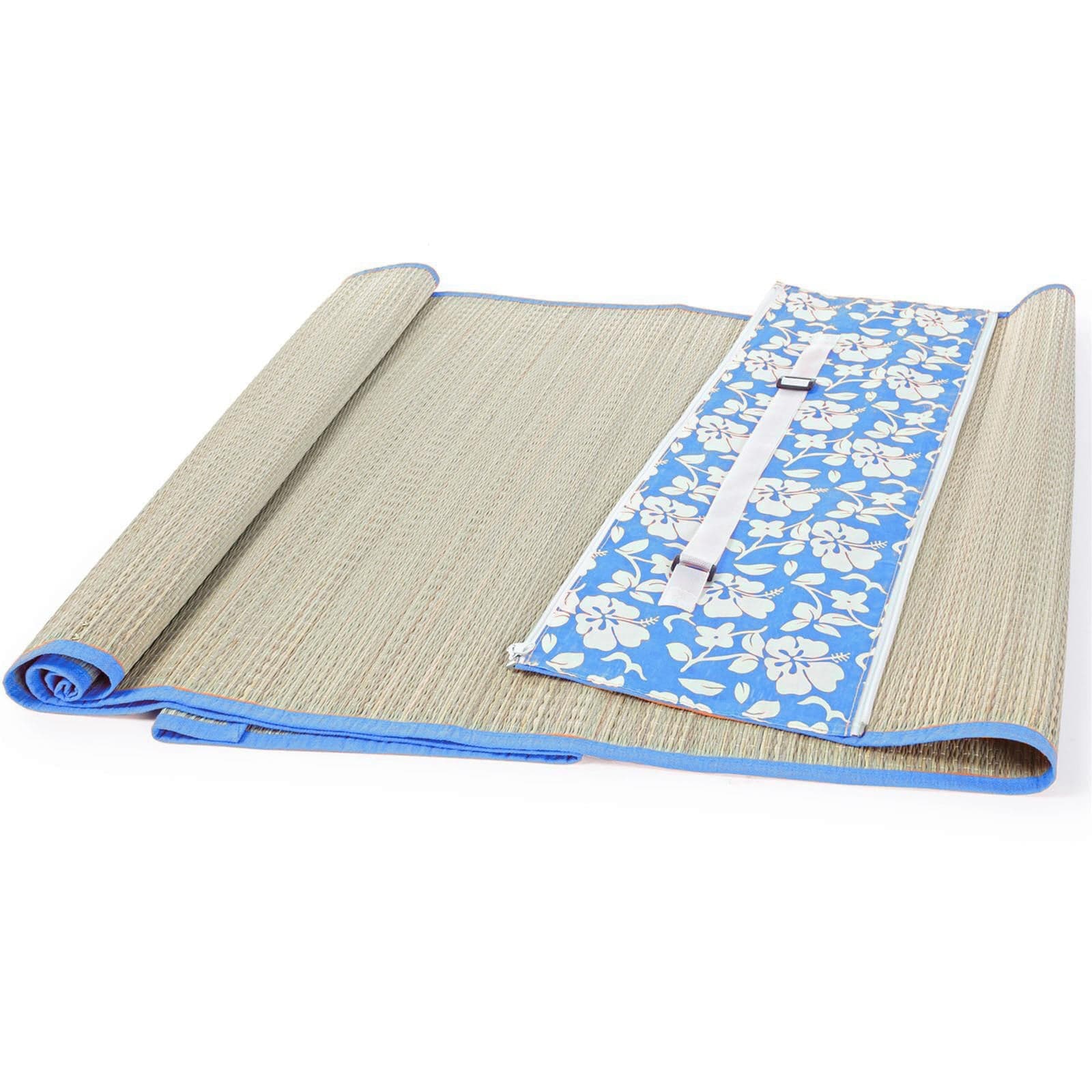 Stuoia da spiaggia e campeggio in paglia richiudibile con zip 180 x 60 cm - 7