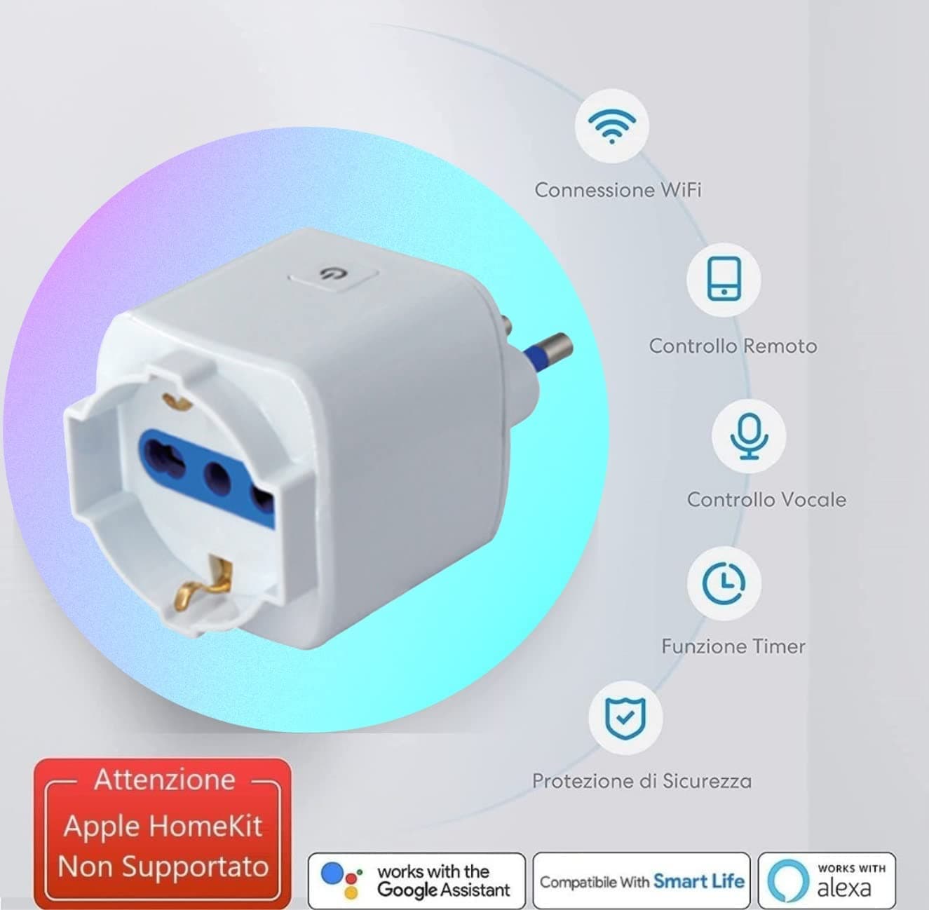 Multipresa smart socket presa intelligente con connettività wi-fi e timer - 4