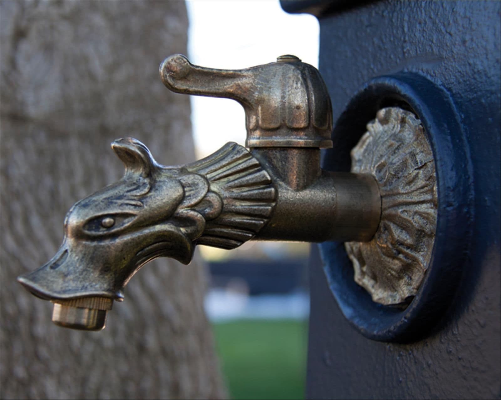 Rubinetto ornamentale in ottone antichizzato "dragone" per fontane da giardino attacco 1/2" - 3