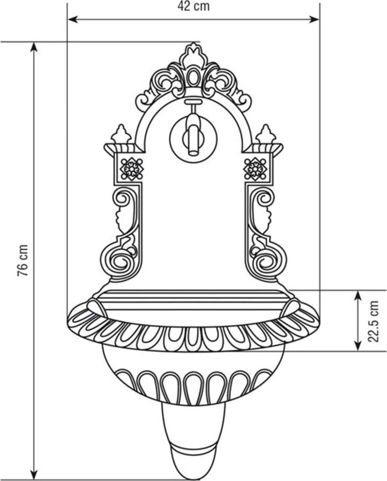 Fontana in ghisa da parete nera con rubinetto h 75 cm per esterni - 3