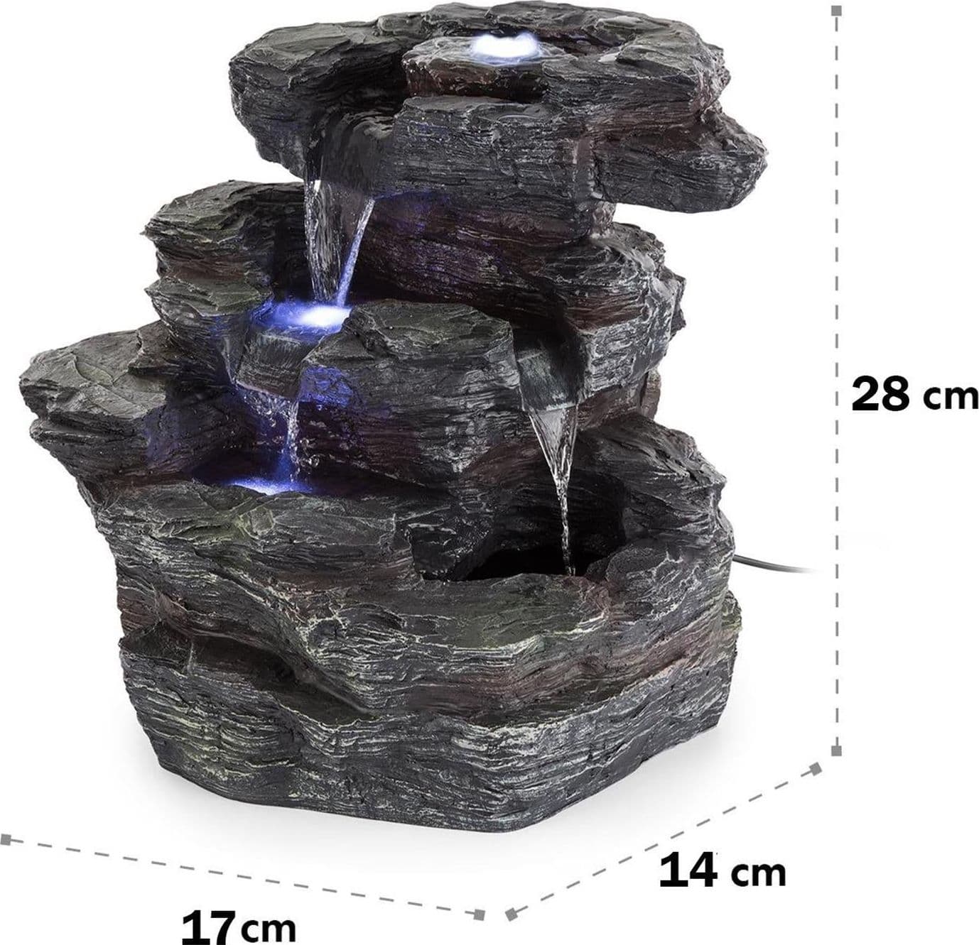 Fontana fontane resina roccia illuminata luce led arredo giardino cm 17 x 14 h 28 - 2