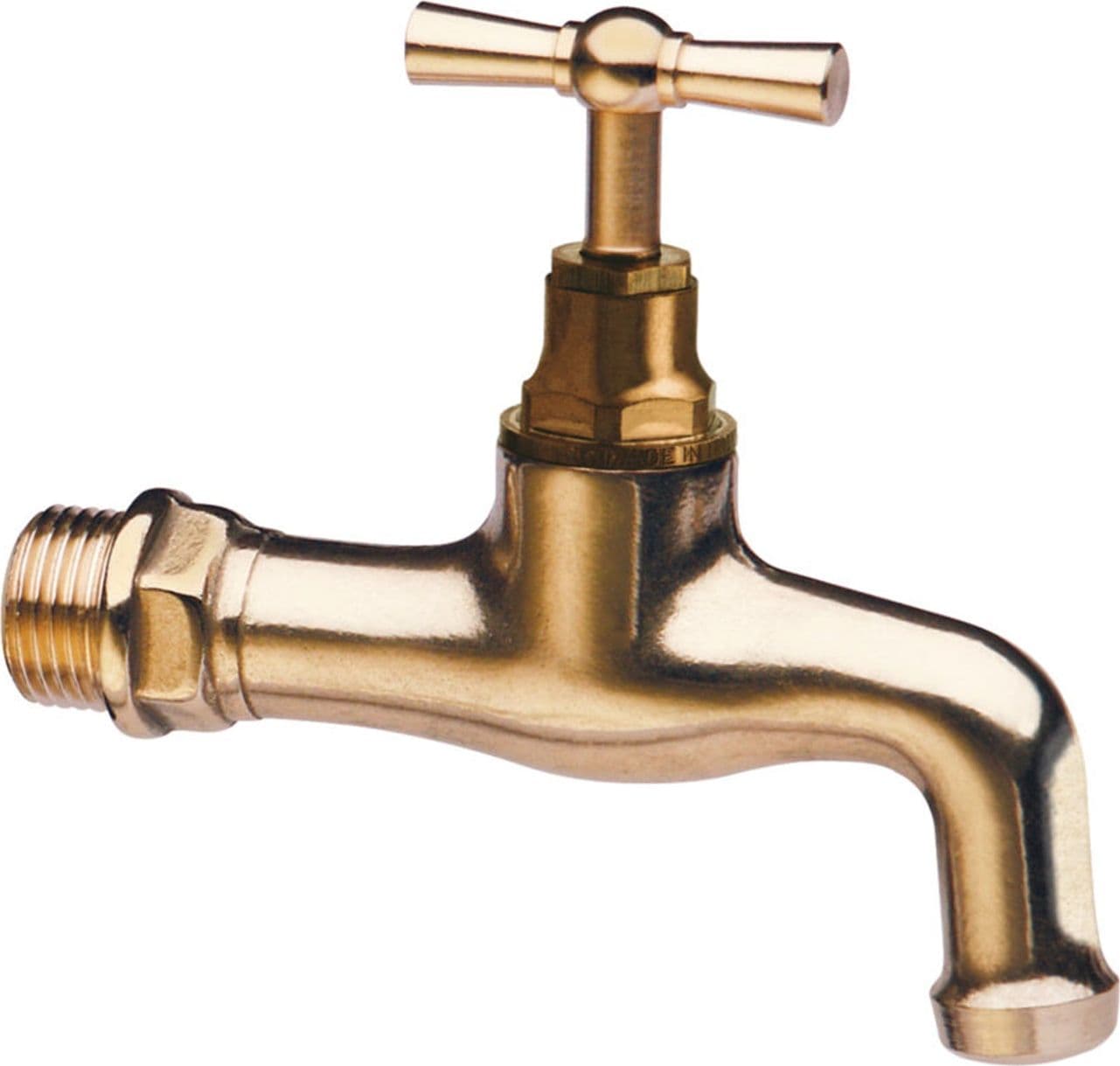 Rubinetto curvo pesante in ottone lucido 1/2" maniglia a T per giardinaggio - 3