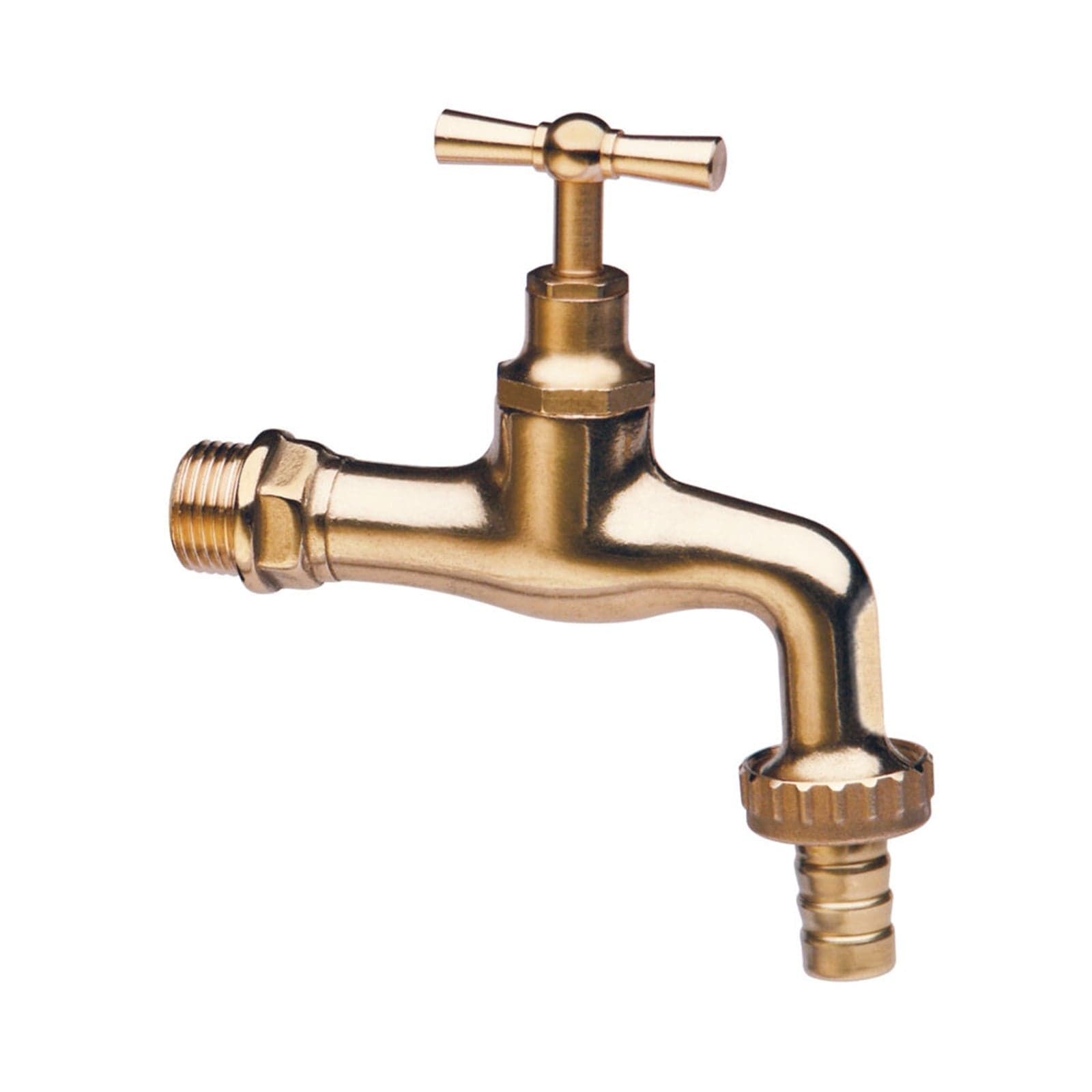 Rubinetto curvo pesante in ottone lucido 1/2" maniglia a T per giardinaggio - 2
