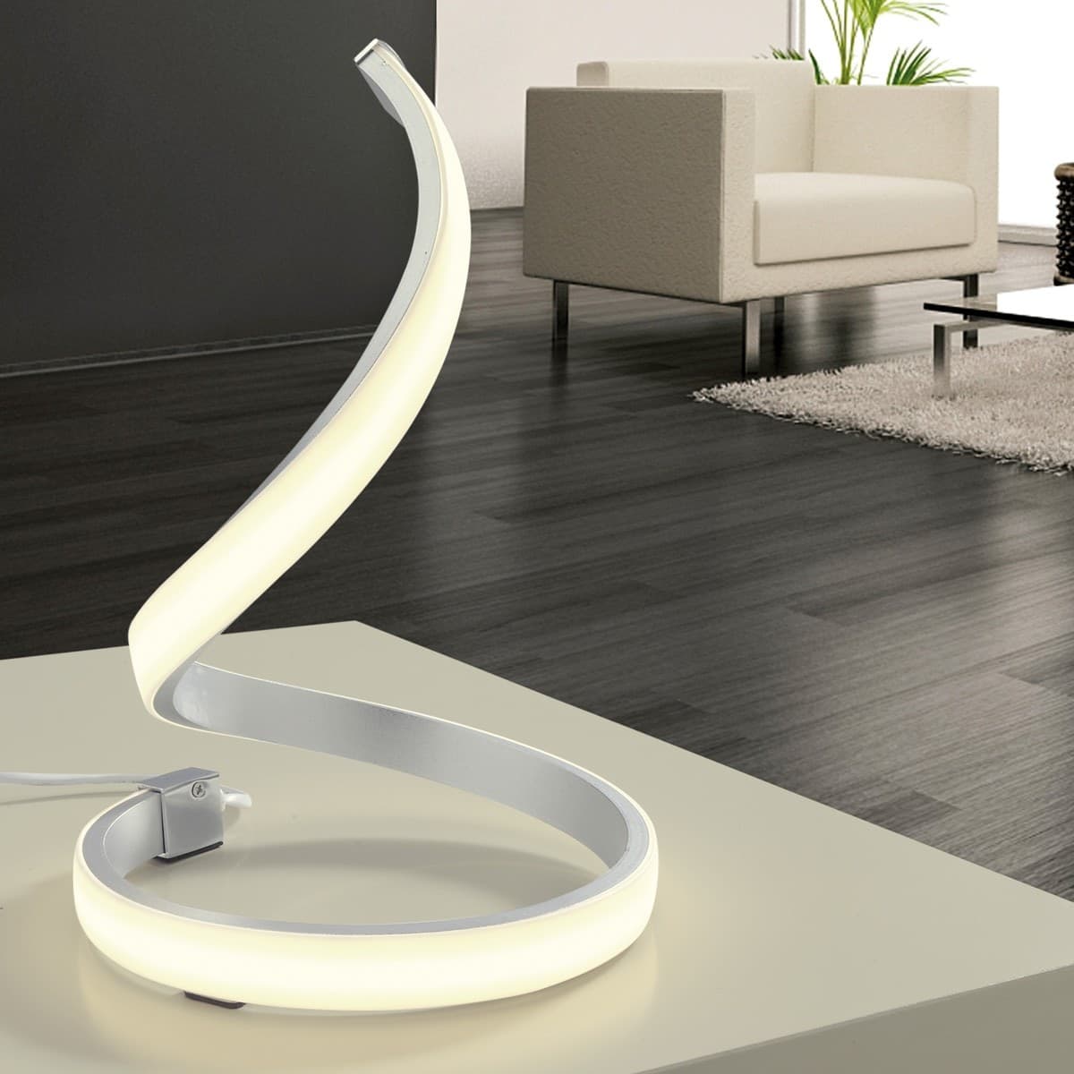 Abat-jour moderna Mantra NUR 4986 15W LED 1200Lm 3000°K 28H silver chrome lampada tavolo alluminio interno - 2