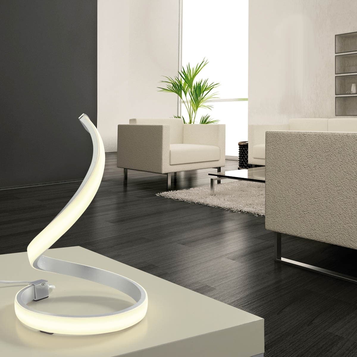 Abat-jour moderna Mantra NUR 4986 15W LED 1200Lm 3000°K 28H silver chrome lampada tavolo alluminio interno - 3