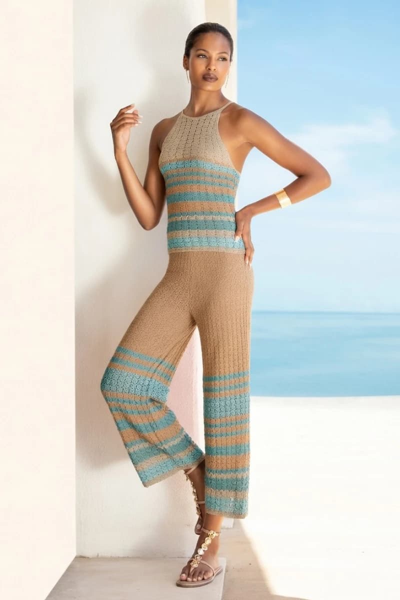 Pantaloni capri in lurex chevron | AGGEL - 7