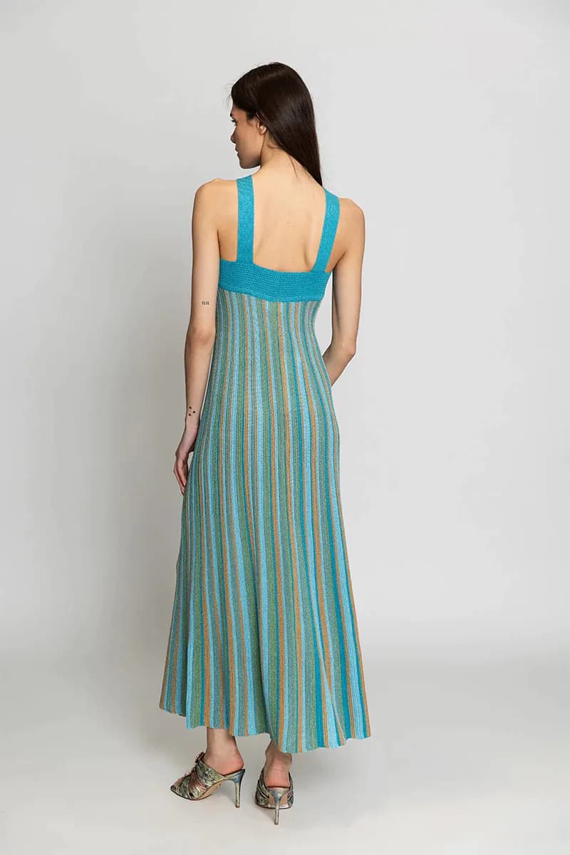 Abito lungo in maglia lurex a righe | AGGEL - 2