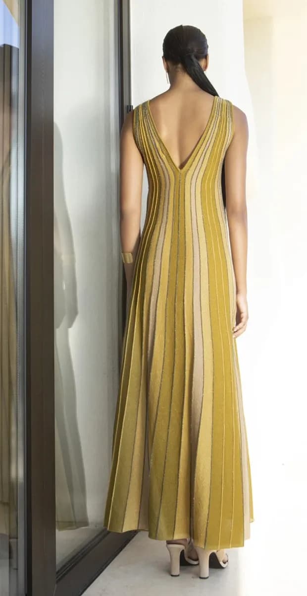 Abito lungo in maglia lurex scollo V | AGGEL - 2