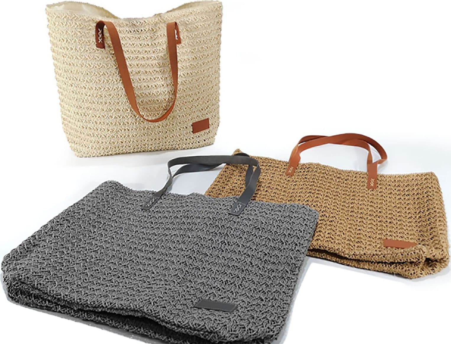 Borsa mare con chiusura a bottone magnetico e corde ergonomiche