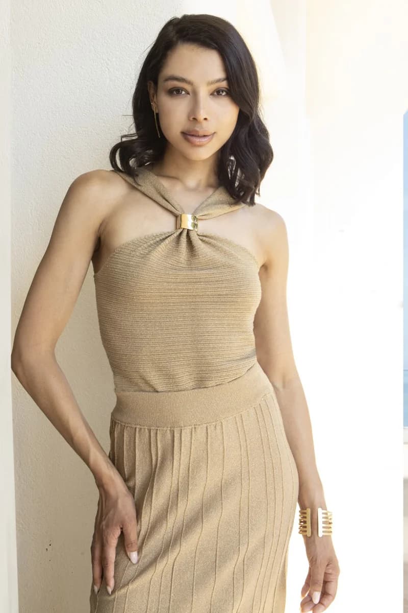 Top in lurex con dettaglio metallico | AGGEL - 1