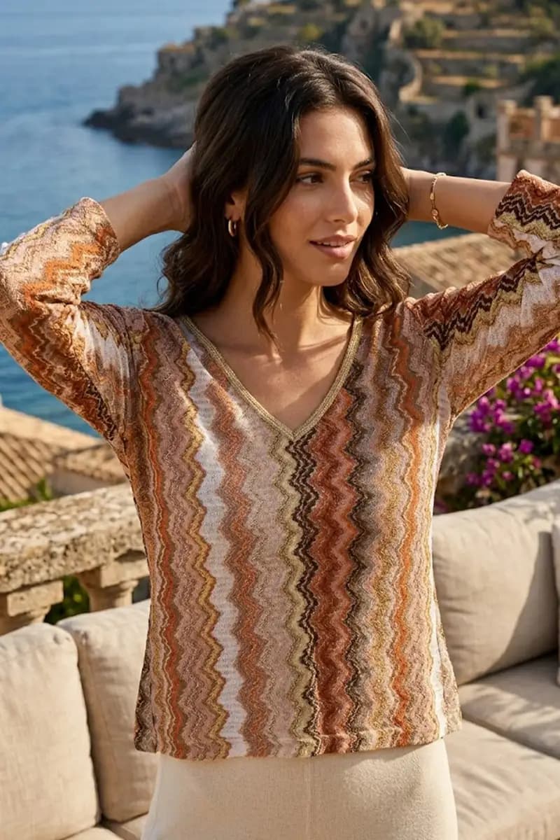 Maglia manica 3/4 Rachel fantasia lurex | PHO Firenze - 5
