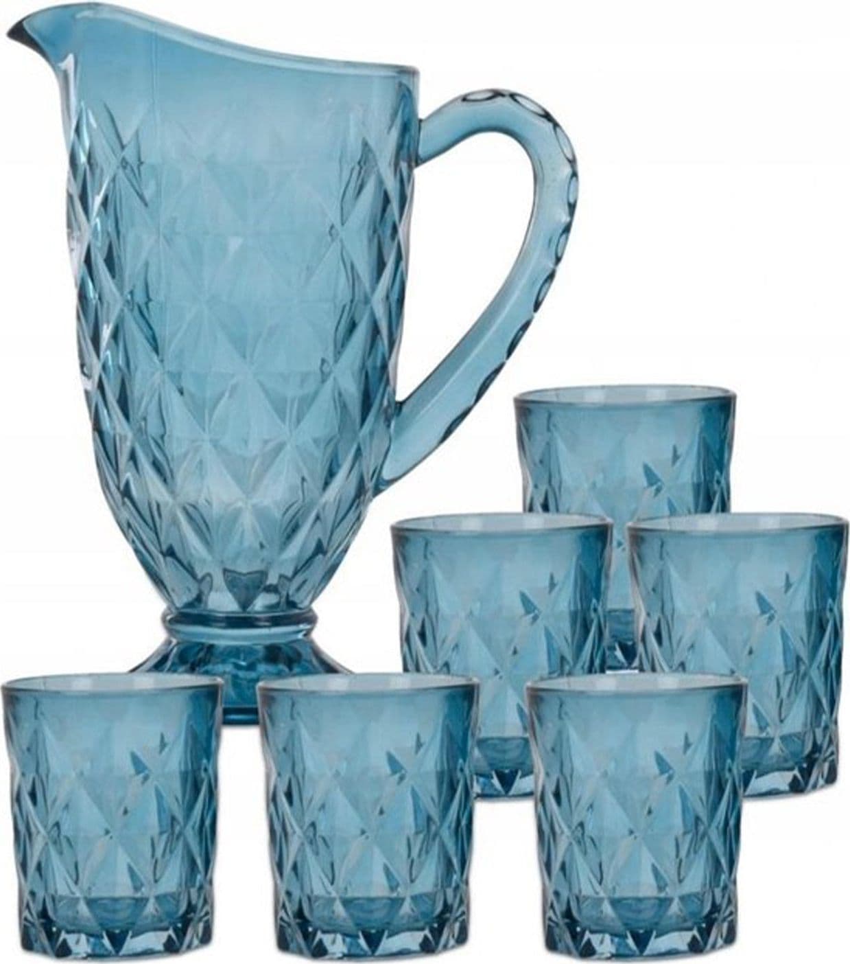 Caraffa in vetro con beccuccio e manico, set caraffa + 6 bicchieri in vetro - 3