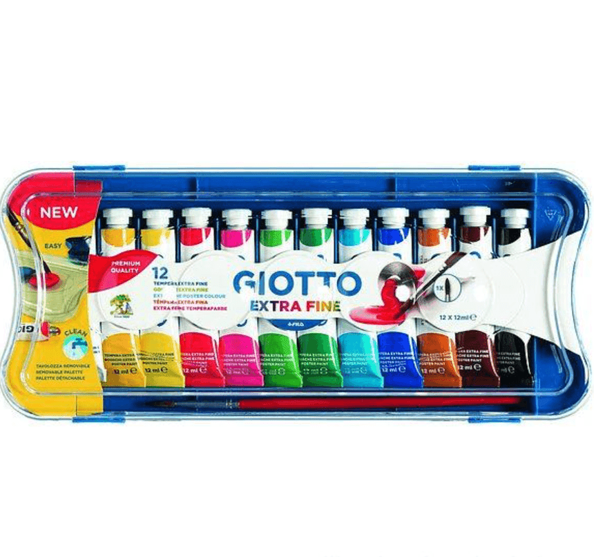 Giotto - Tempera Extra Fine tubetti 12 Colori - 12 ml con pennello (F30410000)